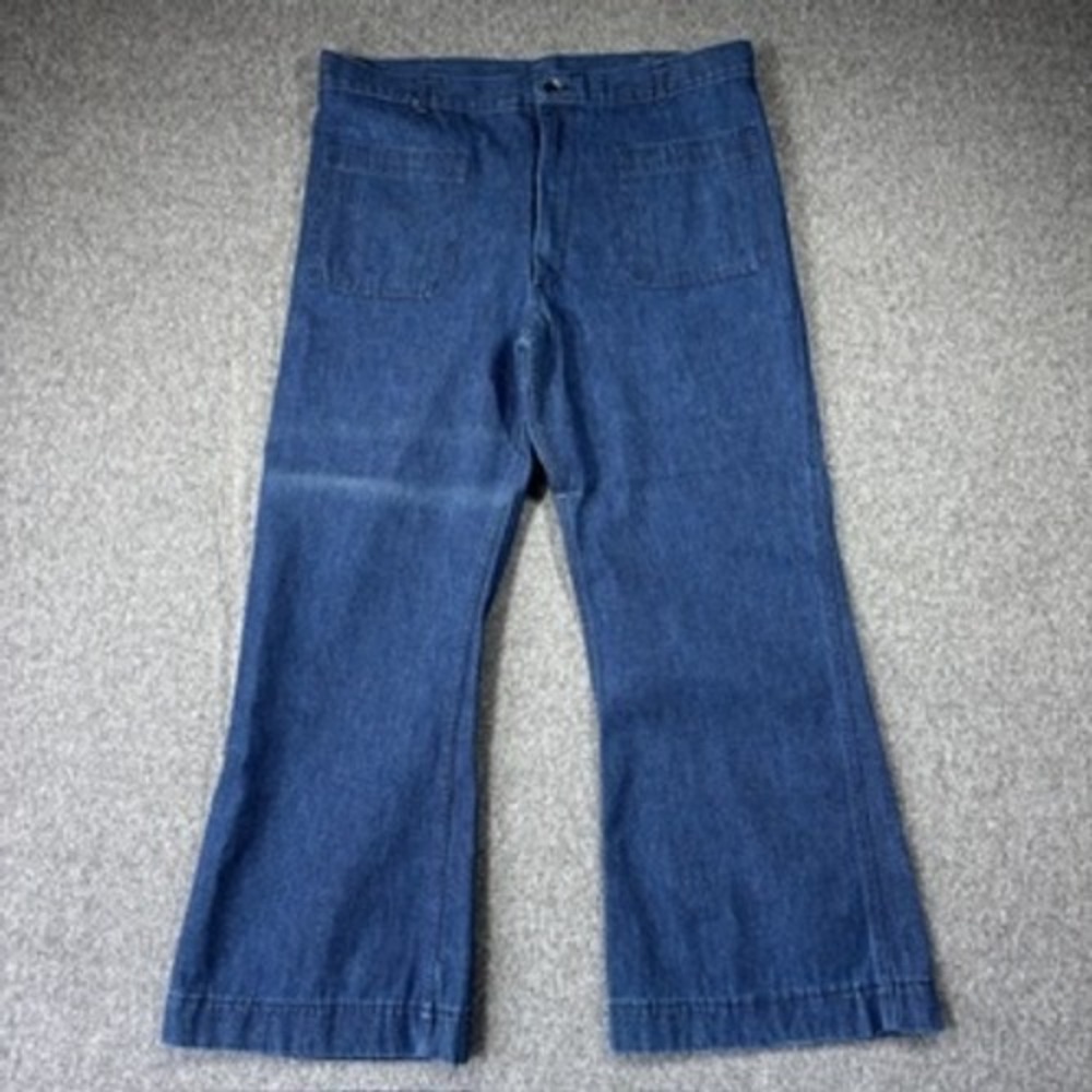 Vintage US Navy Utility Trousers Mens 38R Denim Type I Bell Bottom Blue Pants